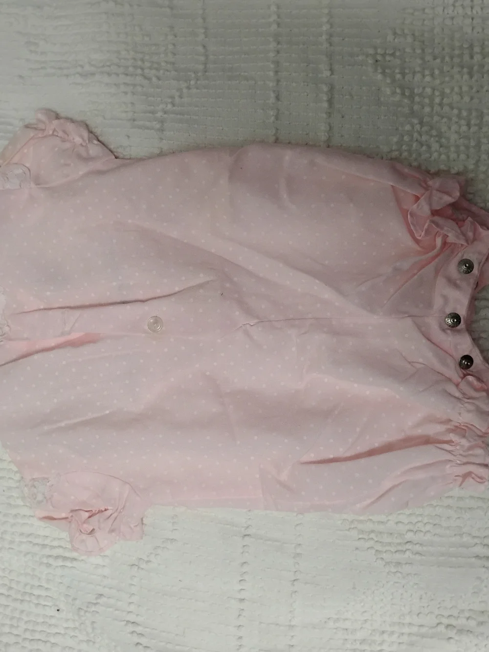 Vintage 80s Cradle Togs Baby Girl Pink Swiss Dot Bubble Romper Swan Embroidered
